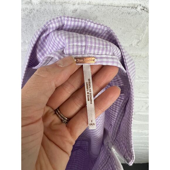 Free People Women's Orchid Combo Big Dream Skorts Gingham Lavender Purple Size 2 - Picture 5 of 7